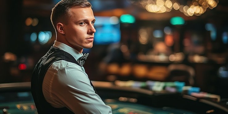Tampilan meja Live Casino binjai77 dengan dealer profesional dan antarmuka permainan